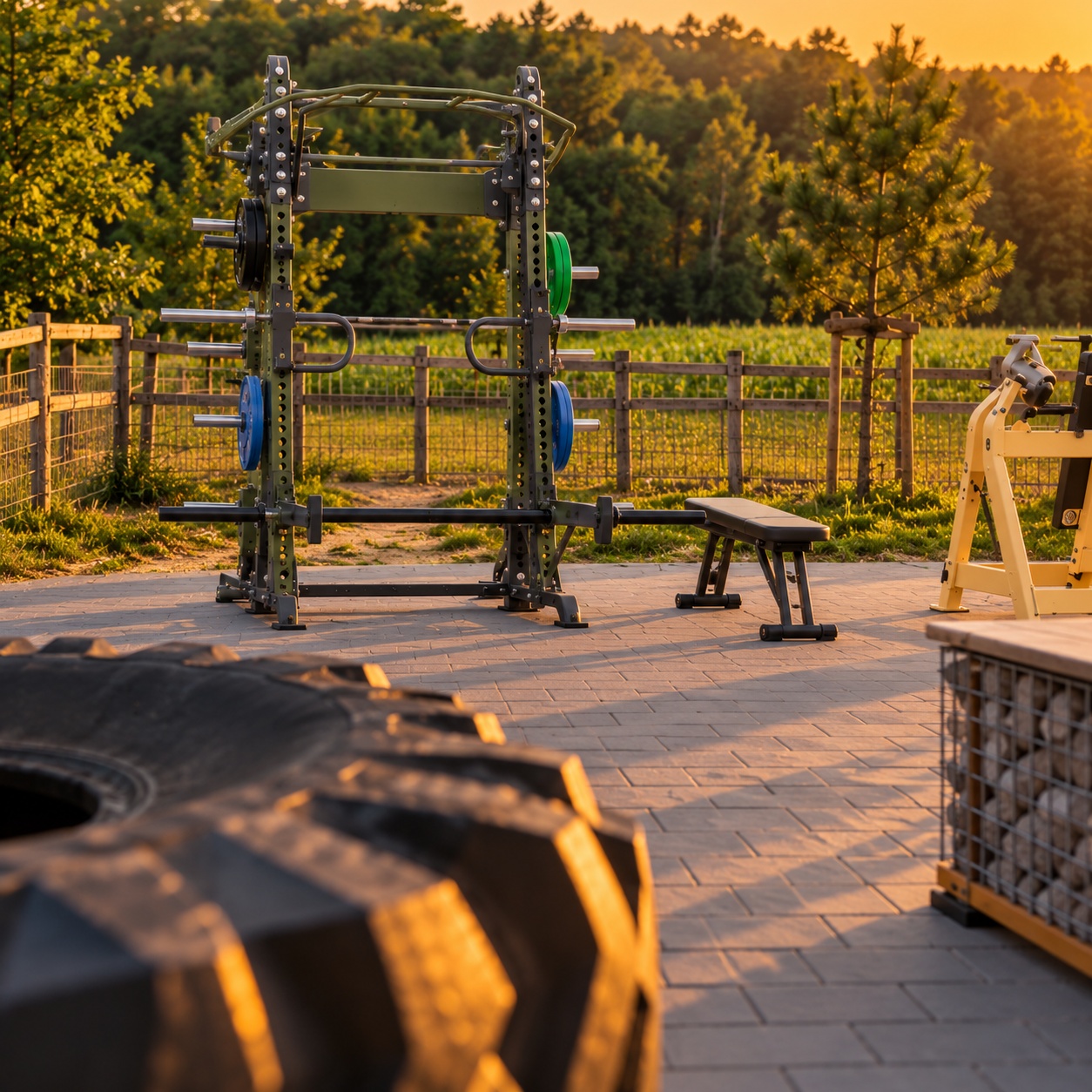 Outdoor-Fitnessstudio im goldenen Abendlicht Fitnessstudio Husen bei Lichtenau Outdoor Training 3